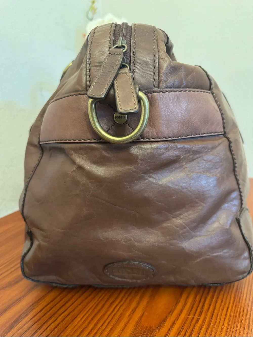Fossil Brown Leather Duffel Bag